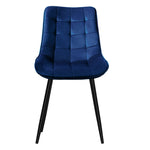 Set of 2 Toula Dining Chairs Kitchen Chairs Velvet Upholstered Blue