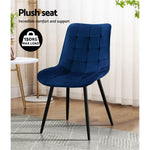 Set of 2 Toula Dining Chairs Kitchen Chairs Velvet Upholstered Blue
