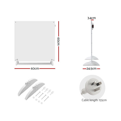 Devanti 450W Metal Wall Mount Panel Heater Infrared Slimline Portable Caravan White