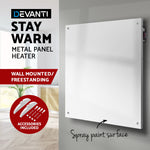 Devanti 450W Metal Wall Mount Panel Heater Infrared Slimline Portable Caravan White