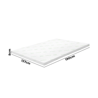 Simple Deals Memory Foam Mattress Topper Bed Cool Gel Bamboo Cover Underlay Double 8CM