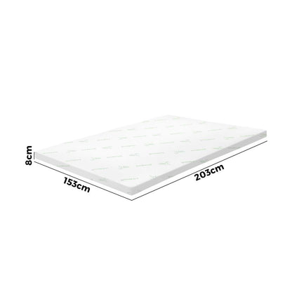 Simple Deals Memory Foam Mattress Topper Bed Cool Gel Bamboo Cover Underlay Queen 8CM