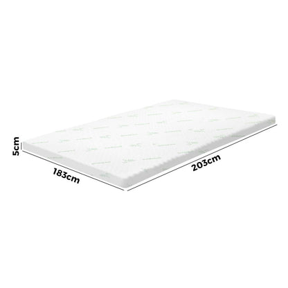 Simple Deals Memory Foam Mattress Topper Cool Gel Bed Bamboo Cover 7-Zone 5CM King