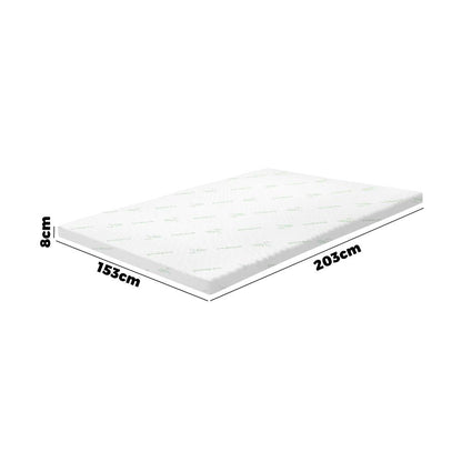 Simple Deals Memory Foam Mattress Topper Cool Gel Bed Bamboo Cover 7-Zone 8CM Queen