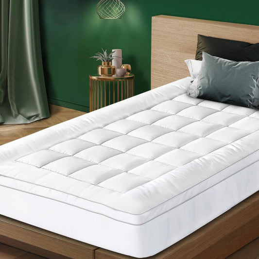 Simple Deals Pillowtop Mattress Topper Bamboo Fibre Protector Mat Cover 1000GSM Single