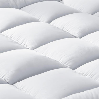 Simple Deals Pillowtop Mattress Topper Bamboo Fibre Protector Mat Cover 1000GSM Single