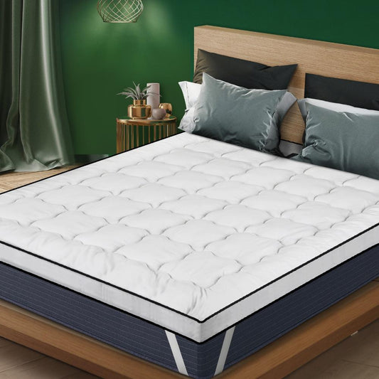 Simple Deals Mattress Topper Microfibre Luxury Pillowtop Protector Pad Cover Double