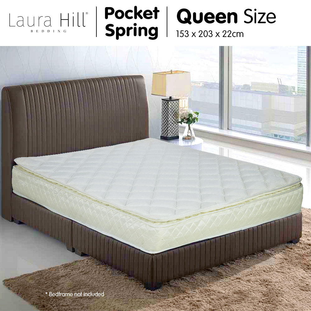 Laura Hill Pillow Top Pocket Spring 22in Mattress - Queen