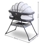 Baby Inc Sonno Bassinet Infant Crib Foldable Cot Sleeper Mattress Grey