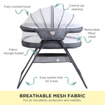 Baby Inc Sonno Bassinet Infant Crib Foldable Cot Sleeper Mattress Grey