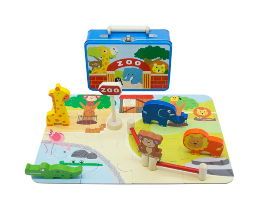 Zoo Playset in Tin Case