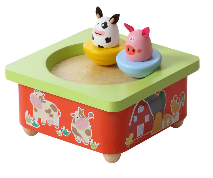 Wooden Farm Music Box with Metal Frame