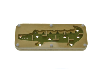WOODEN JUNGLE ANIMAL LABYRINTH CROCODILE & FOX