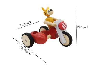 Retro Lge Motor Tricycle With Cute Leopard Driver Blue
