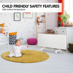 2000w electric panel heater with thermostat & castors