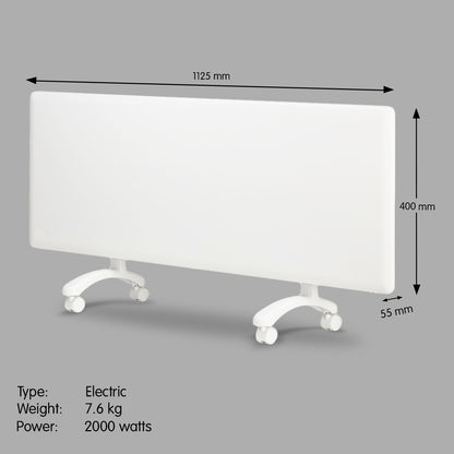 2000w electric panel heater with thermostat & castors