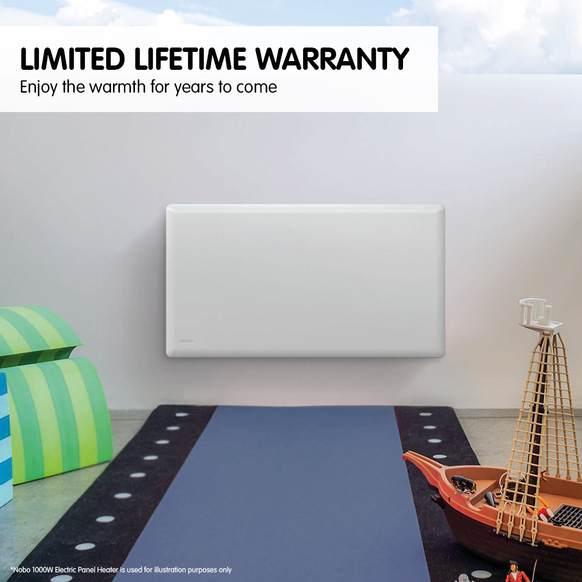 2400w electric panel heater with thermostat & castors
