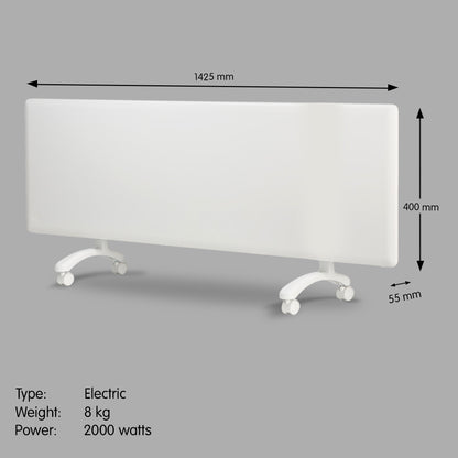 2400w electric panel heater with thermostat & castors