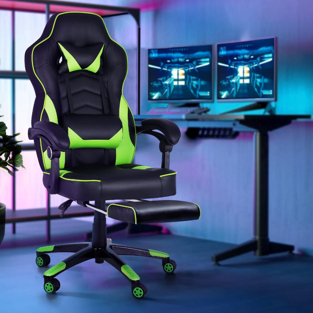 Gaming Chair Office Chairs Computer Footrest Executive Seat PU Leather
