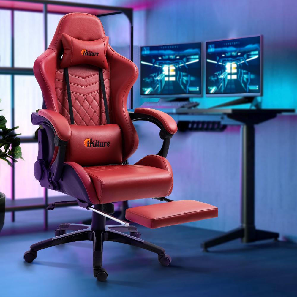 Gaming Chair Office Computer Chairs Footrest Executive Seat PU Leather