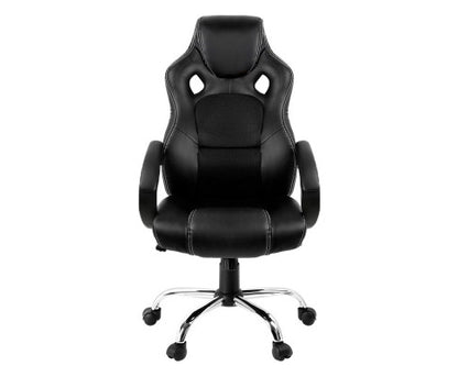 Racing Style PU Leather Office Desk Chair - Black