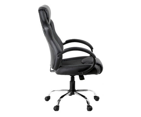 Racing Style PU Leather Office Desk Chair - Black