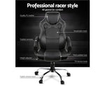 Racing Style PU Leather Office Desk Chair - Black