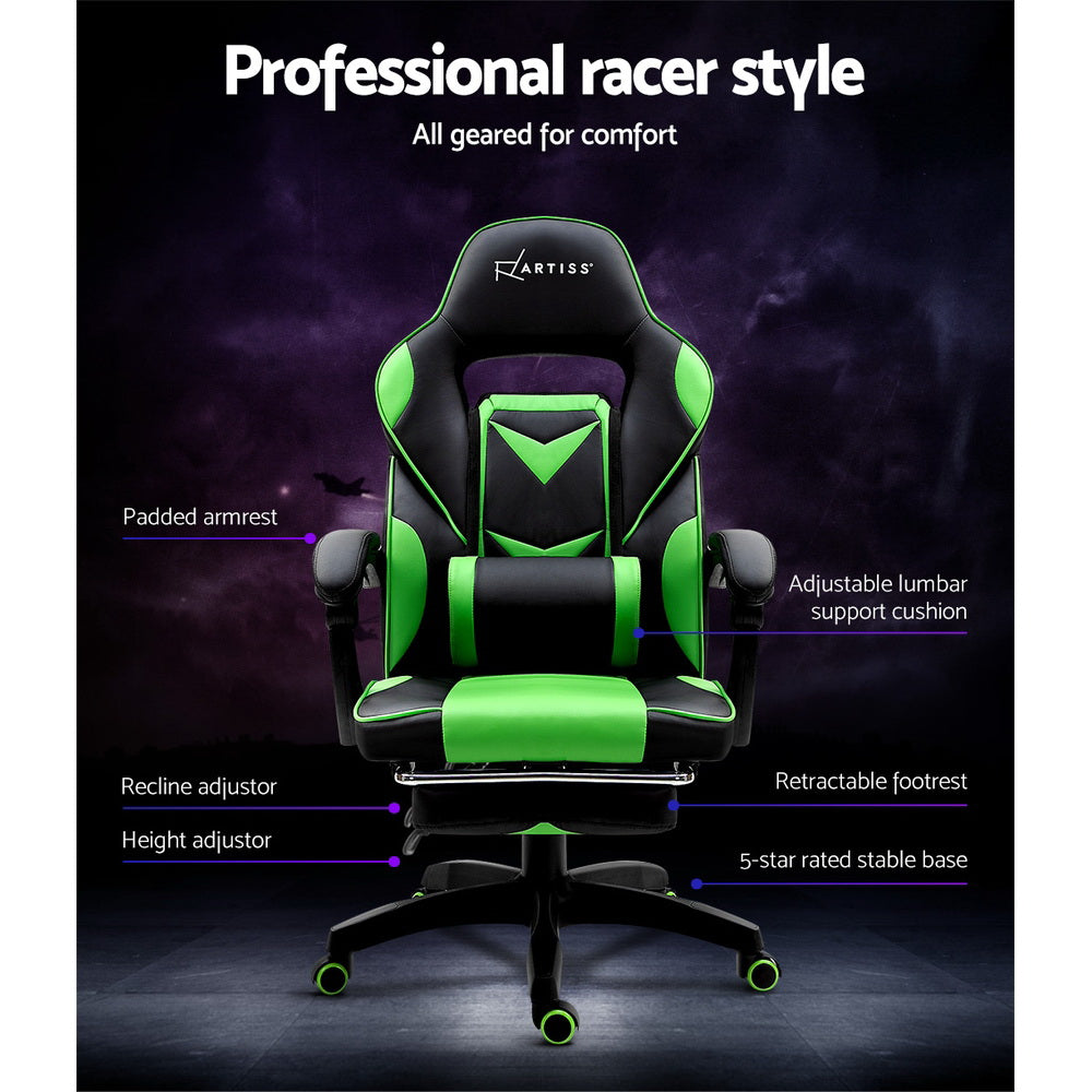 Office Chair Computer Desk Gaming Chair Study Home Work Recliner Black Green