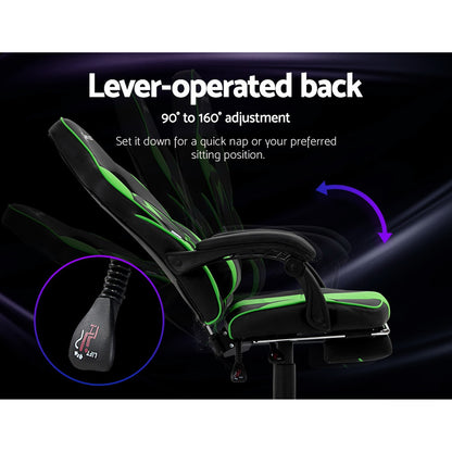 Office Chair Computer Desk Gaming Chair Study Home Work Recliner Black Green