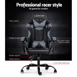 Office Chair Gaming Chair Computer Chairs Recliner PU Leather Seat Armrest Black Grey