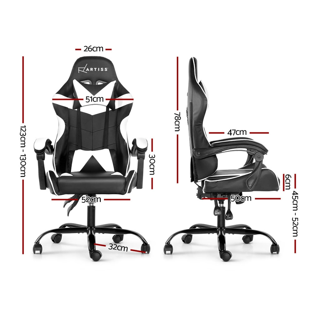 Artiss Gaming Office Chairs Computer Seating Racing Recliner Racer Black White