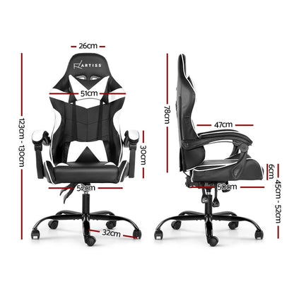 Artiss Gaming Office Chairs Computer Seating Racing Recliner Racer Black White