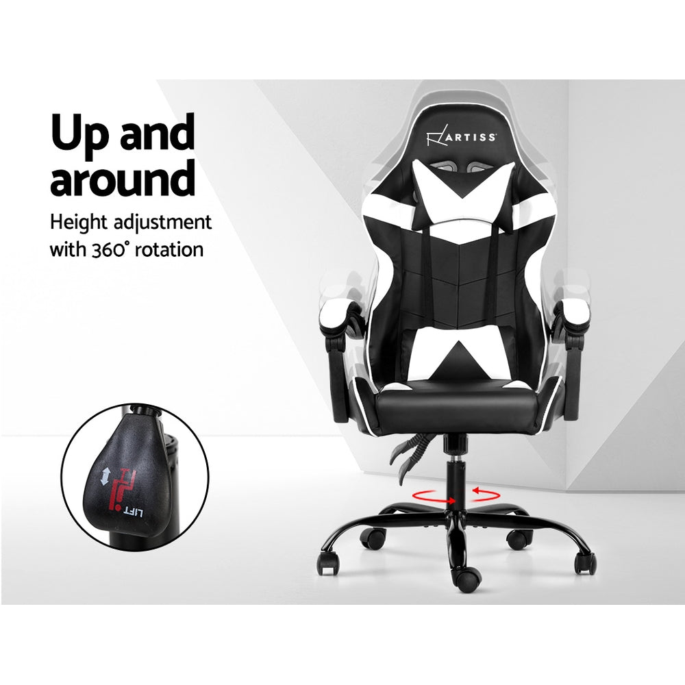 Artiss Gaming Office Chairs Computer Seating Racing Recliner Racer Black White