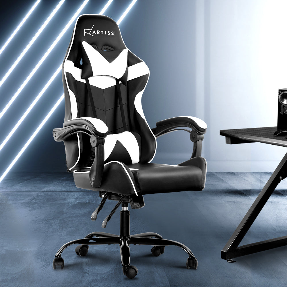 Artiss Gaming Office Chairs Computer Seating Racing Recliner Racer Black White