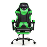 Office Chair Gaming Chair Computer Chairs Recliner PU Leather Seat Armrest Footrest Black Green