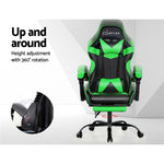 Office Chair Gaming Chair Computer Chairs Recliner PU Leather Seat Armrest Footrest Black Green