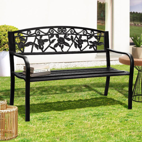  Garden Bench Seat Outdoor Furniture Patio Park Backyard Chair Black
