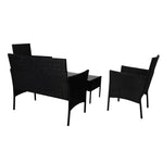 4 PCS Outdoor Furniture Setting Patio Garden Table Chairs Set Wicker Seat
