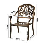 Outdoor Dining Chairs Cast Aluminium Patio Garden Furniture Set of 2