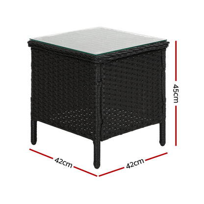 Side Table Coffee Patio Desk Outdoor Furniture Rattan Indoor Garden Black