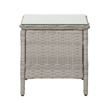 Side Table Coffee Patio Desk Outdoor Furniture Rattan Indoor Garden Grey