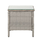 Side Table Coffee Patio Desk Outdoor Furniture Rattan Indoor Garden Grey