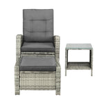 Recliner Chairs & Table Outdoor Furniture Wicker Sofa Patio Set Garden