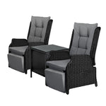 Sun Lounge Outdoor Recliner Chair &Table Outdoor Furniture Patio Set of 3