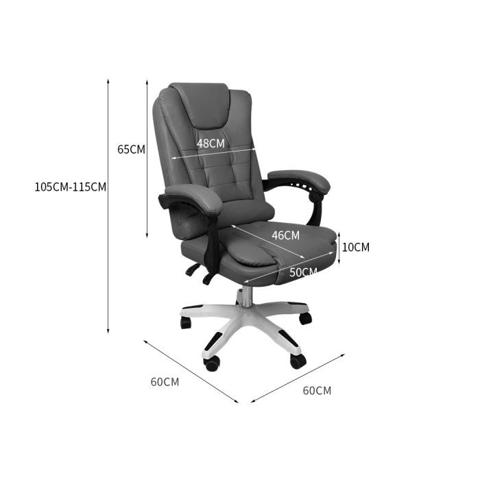 PU leather Gaming Office Chair Executive Recliner-Grey