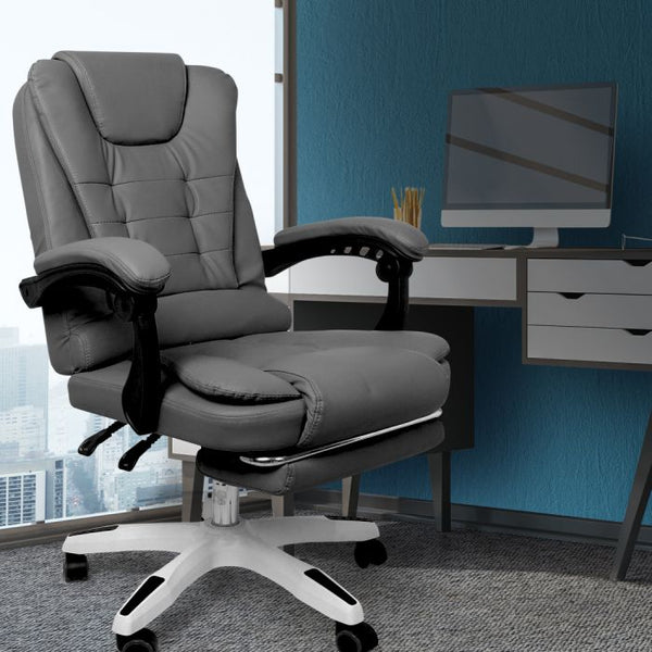  Premium PU leather Gaming Office Chair Executive Footrest-Grey
