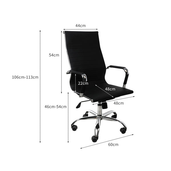 2PCS Office Chair PU Mat Seat Back Computer Black