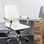 Gaming Chairs PU Mat Seat Mid-Back Computer White