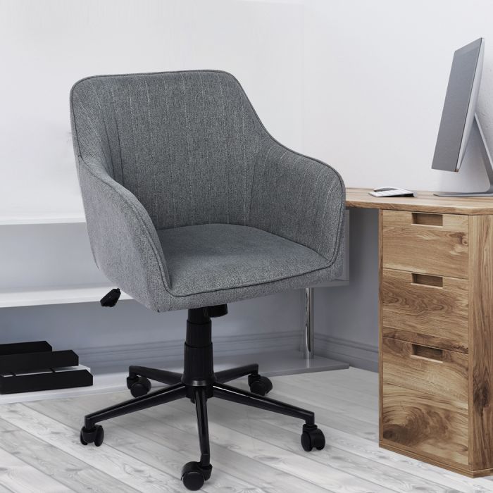 Office Chair Fabric Computer Gaming Chairs Executive Adjustable- Grey