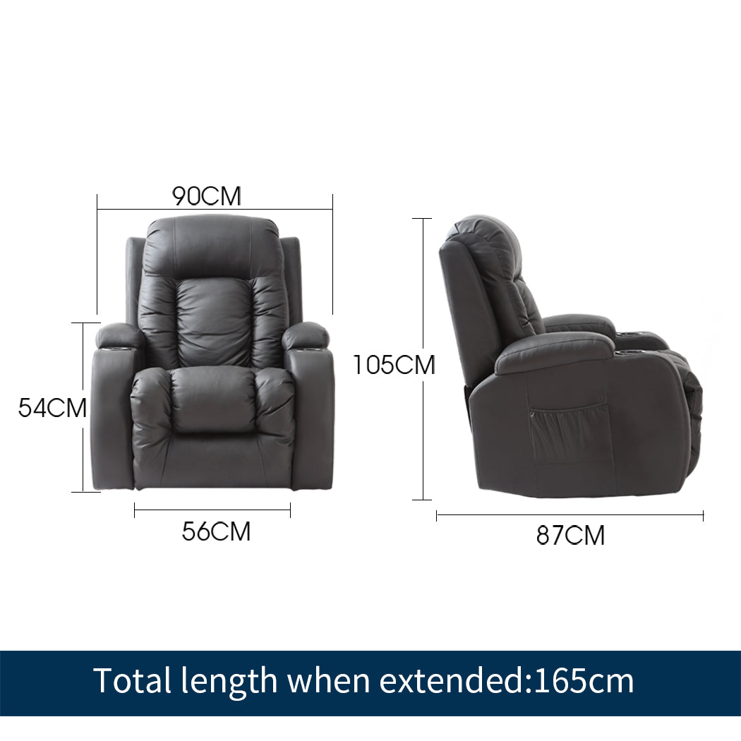 Recliner Massage Lift Chair PU Leather Lounge Sofa Armchair Heated